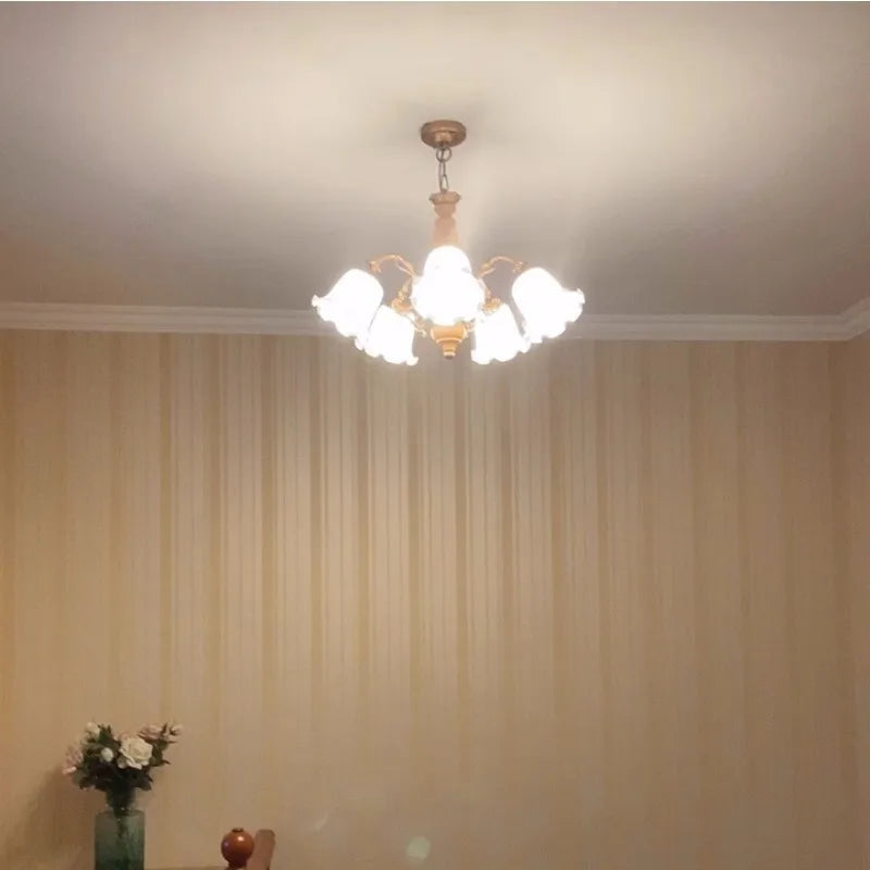 lustre vintage en verre dépoli style nordique éclairage suspendu - vue 5 sur 9