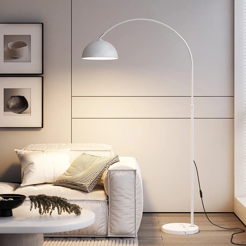 Lampadaire LED moderne Simple Base en marbre métal debout lumière chambre salon décoration coin lampadaire - vue 6 sur 12