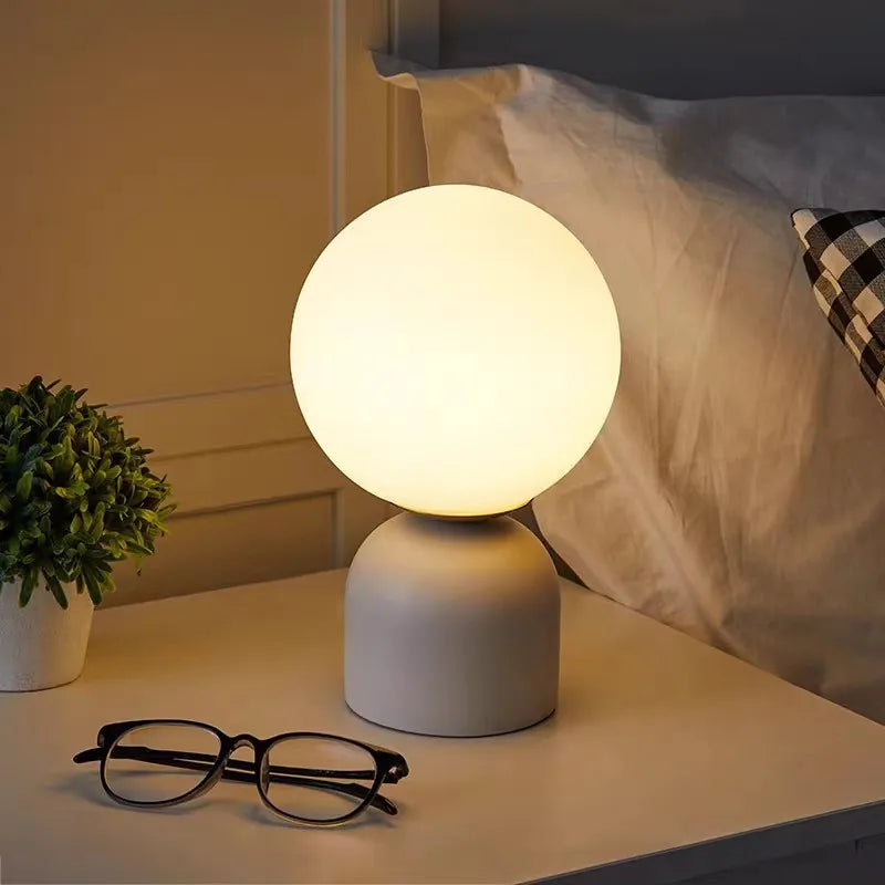 lampe de table en marbre et verre design contemporain - vue 6 sur 9