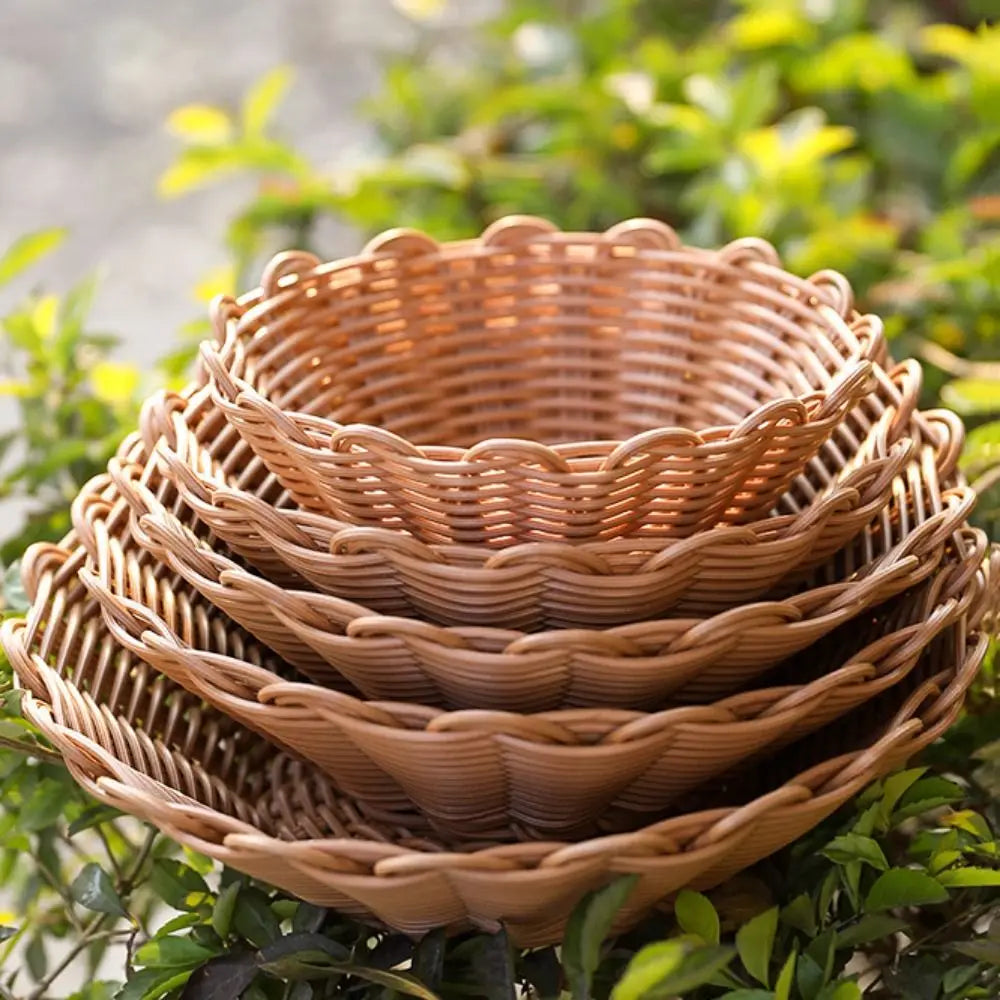 panier de rangement rond en osier pour pain fruits et collations - vue 4 sur 7