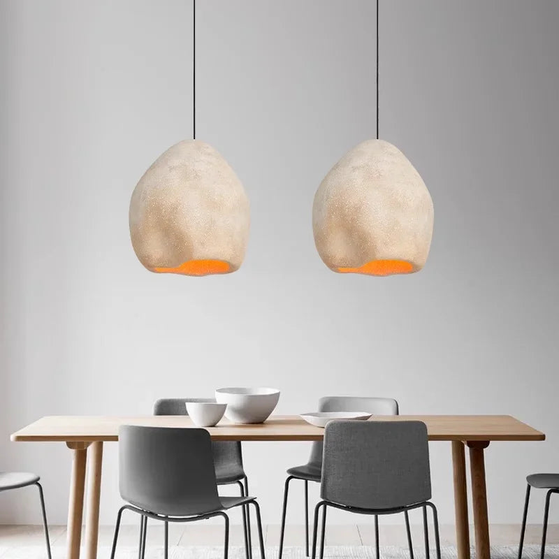 Nordic Wabi Sabi E27 Led Chandelier Dining Room Led Pendant Lights Lustre Bar Suspend Lamp Home Decor Loft Hanging Light Fixture - vue 3 sur 8