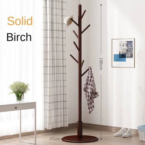 porte-manteau vertical en bois massif pour vêtements et accessoires - vue 13 sur 14