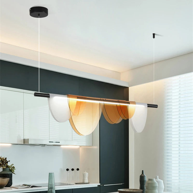 Lustre acrylique moderne nordique Led en verre coloré - vue 3 sur 10