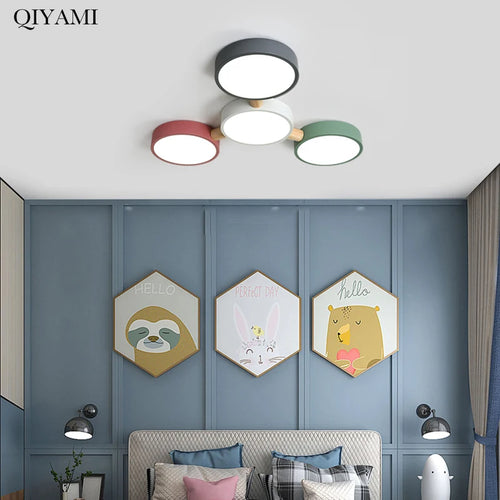 plafonniers créatifs macaron en bois pour indoorlighting led multicolore