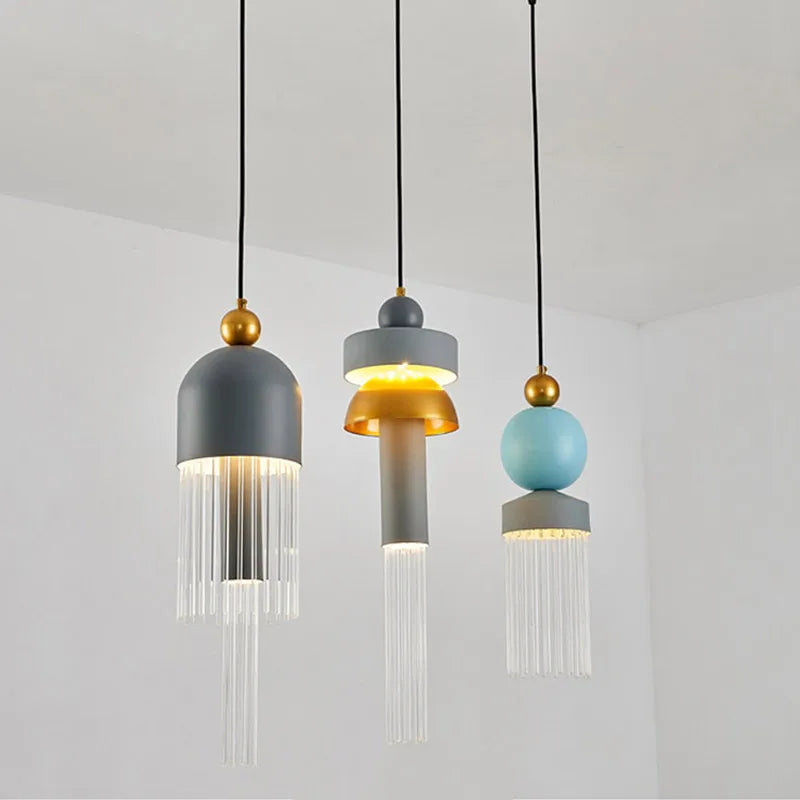 Modern nordic minimalist iron and glass pendant light - vue 3 sur 10