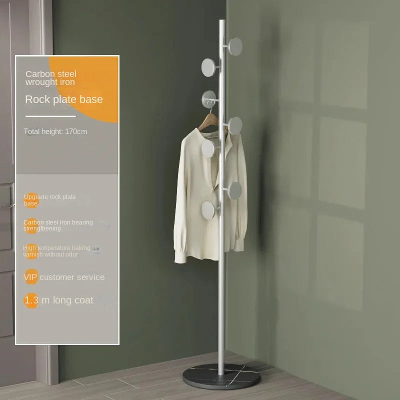 Floor To Floor Bedroom Light Luxury Rock Plate Base Metal Hanger, Marble Scarf and Bag Rack for Entering The Home Coat Rack - vue 25 sur 30