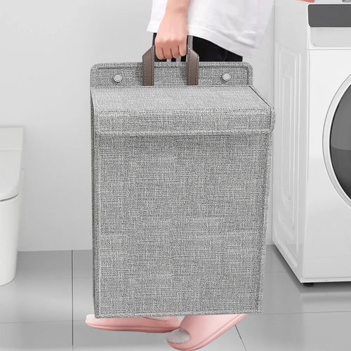 1pc Foldable Adhesive Laundry Basket Hamper, Multifunctional Punch Free Wall Hanging Washing Clothes Mesh Hook Organizer - vue 5 sur 7