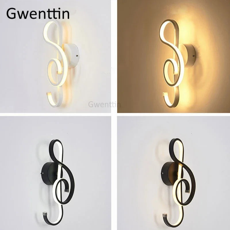 applique murale design notes de musique lumières LED pour décoration moderne - vue 5 sur 6