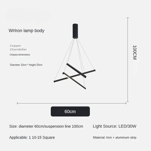 Modern Simple Design LED Ceiling Light, Penthouse Lobby Duplex Corridor Hotel Lobby Living Room Ceiling Decoration Chandelier - vue 9 sur 9