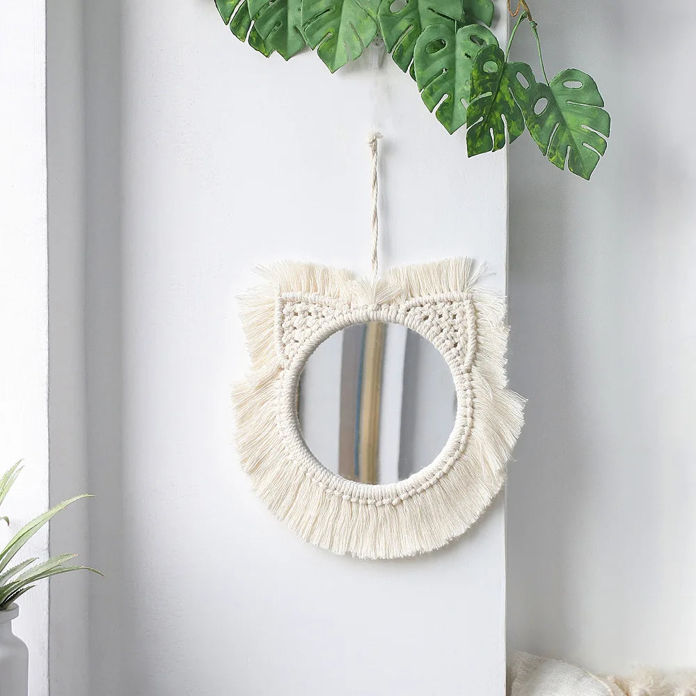miroir mural en macramé style bohème pour décoration intérieure - vue 11 sur 13