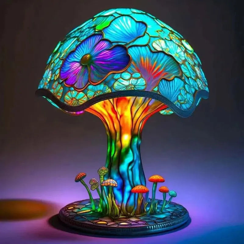 Lampe de Table Vintage en résine teintée champignon - vue 5 sur 8