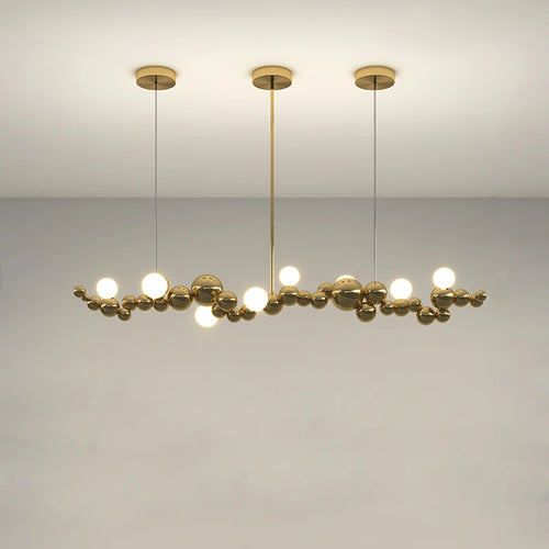 suspension design led art déco en or chromé pour intérieur élégant