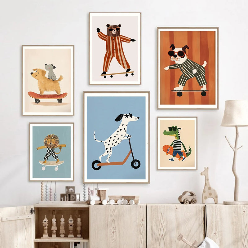 affiches drôles d'animaux pour décoration enfant chambre bébé