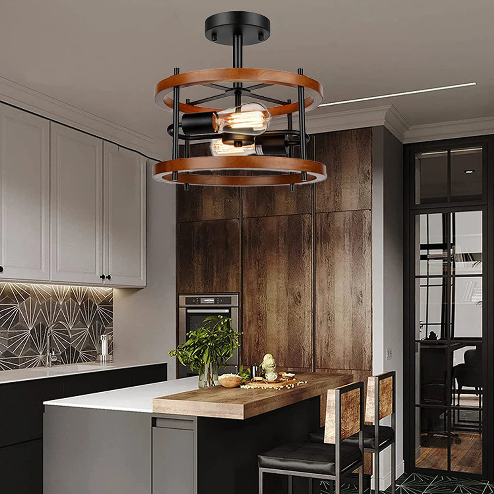 plafonnier industriel rétro à deux lampes pour intérieur - vue 6 sur 11
