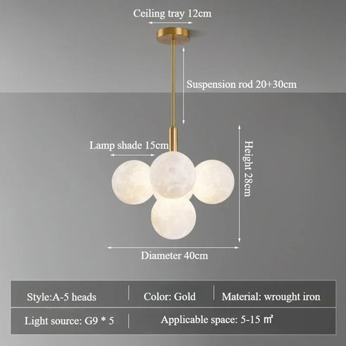 Modern Moon Bubble Pendant, Living Room Dining Room Home Decoration Lighting, LED Pendant - vue 11 sur 10