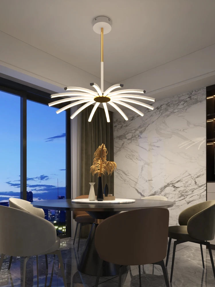 lustre moderne simple luxueux avec lampes led suspendues - vue 5 sur 11