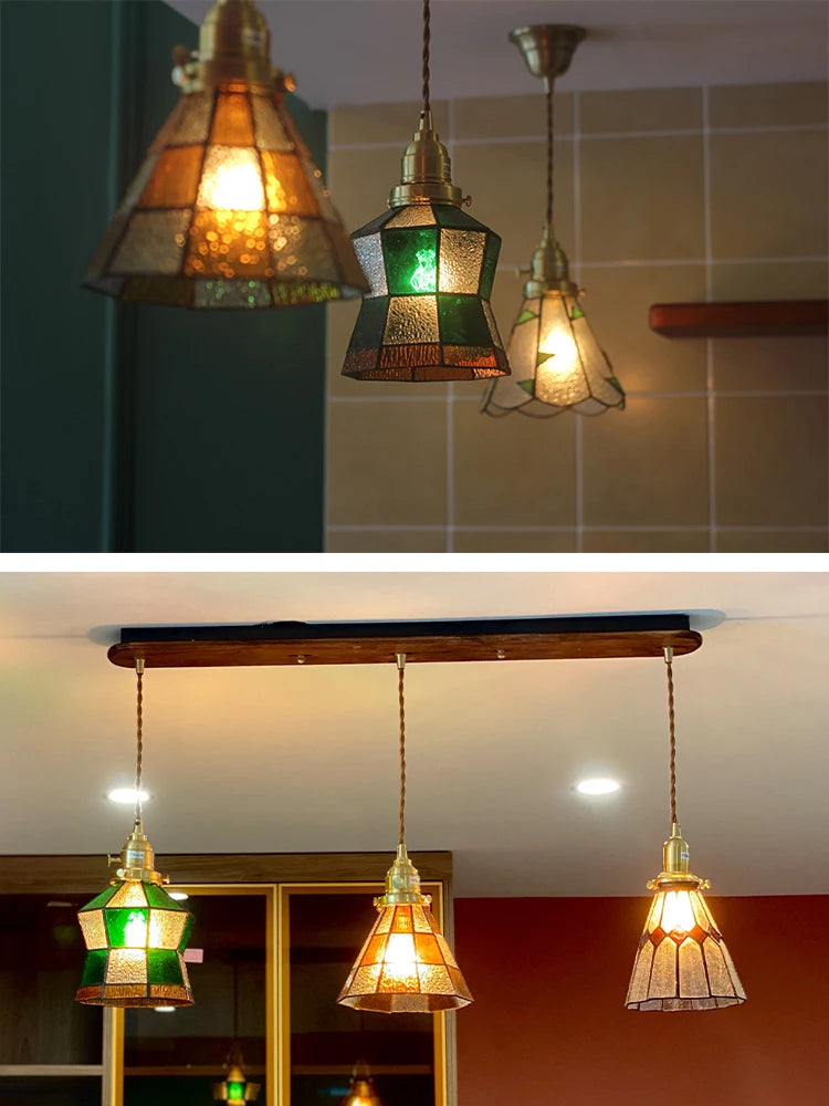 suspension vintage japonaise en bois et laiton pour décoration intérieure