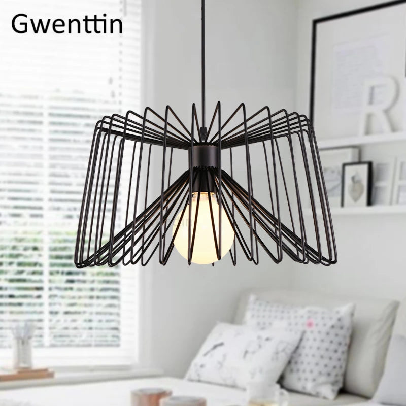 suspension créative en fer avec éclairage led décoratif - vue 5 sur 7