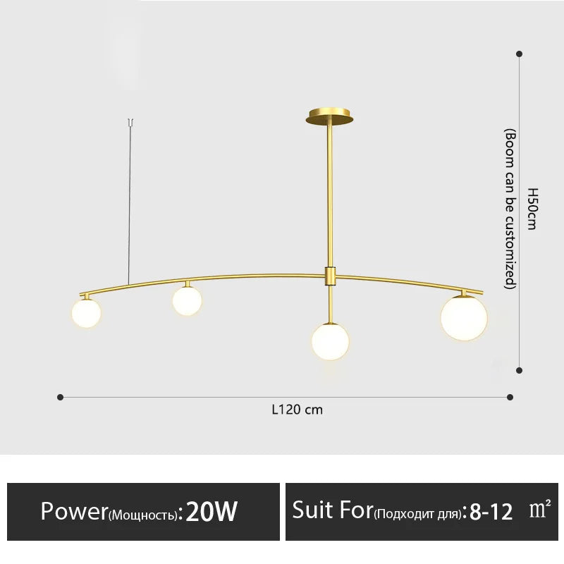 Minimalist glass chandelier in Nordic style for interior decoration - vue 13 sur 14