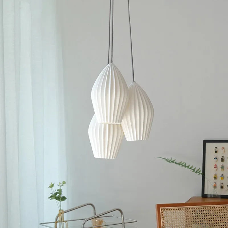 Lamp 3/5 Light Mid Century Pendant Lighting Kitchen Island White Ceramic Cluster Pendant Lights Small Milk Chandelier Vintage - vue 7 sur 10