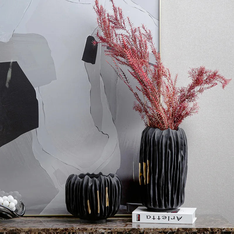 vase en résine plissée ornement artisanal pour décoration maison - vue 9 sur 8