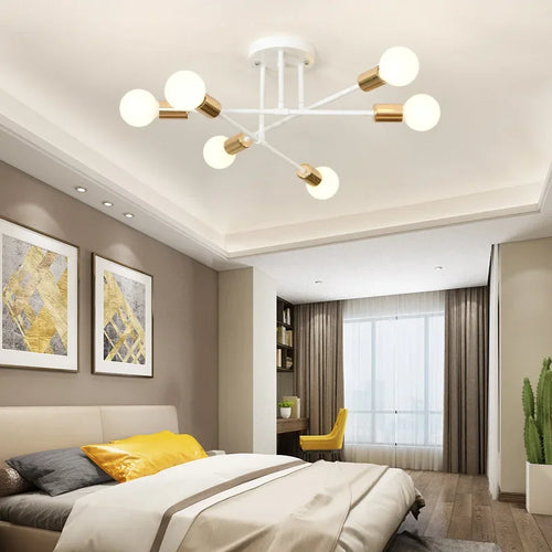 Moderne Créatif LED Plafonnier Lustre Spoutnik Lumière Semi-intégré Nordique Décor À La Maison Luminaires pour Chambre Salon - vue 3 sur 14