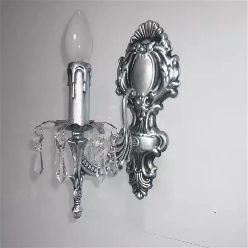 applique murale classique avec suspensions en cristal décoratifs - vue 5 sur 7