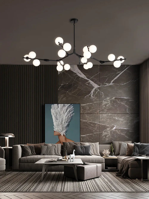 lustre moderne led créatif branche d'arbre moléculaire décorative