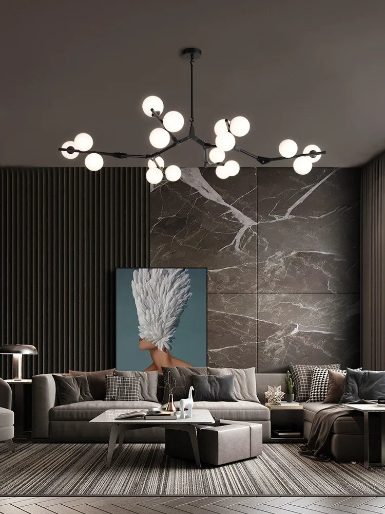 lustre moderne led créatif branche d'arbre moléculaire décorative - vue 4 sur 12