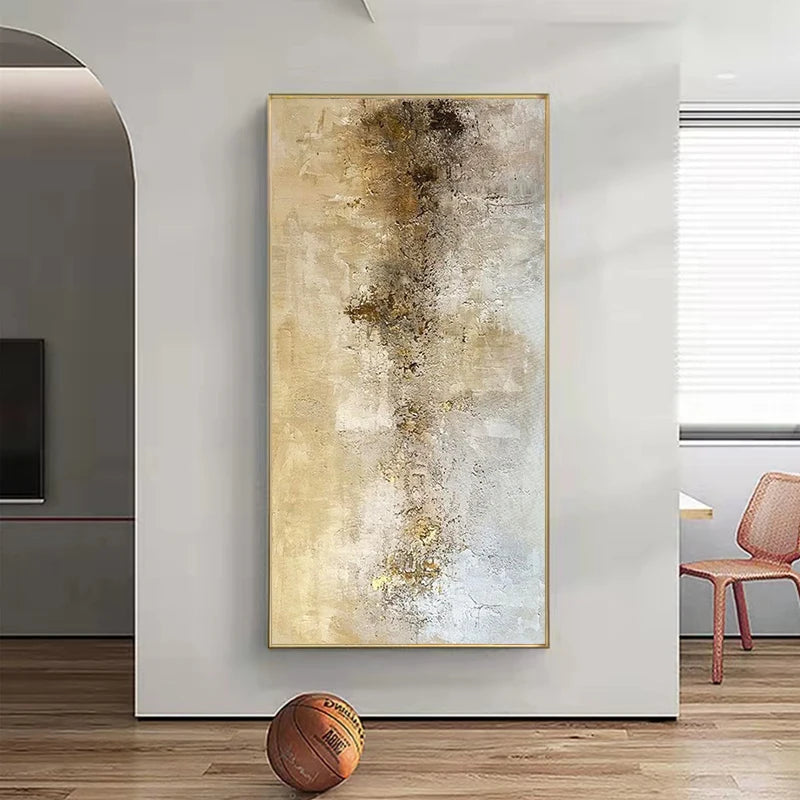 Customizable, Hand-painted Abstract Decorative Painting, Living Room Background Wall Hanging Painting Gold Foil, Canvas Painting - vue 5 sur 9