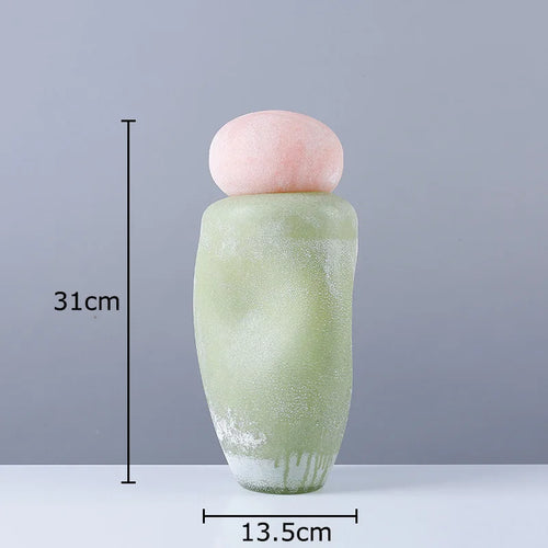 vase en verre décoratif avec couvercle pour fleurs artificielles