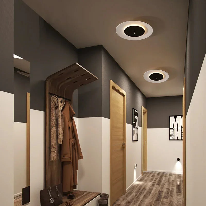 Modern minimalist iron and acrylic ceiling light with colourful LED lighting - vue 4 sur 14