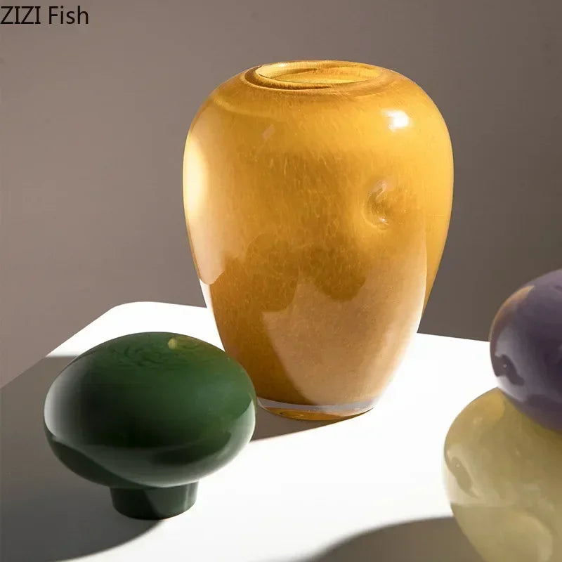vase elliptique en verre avec couvercle pour fleurs décoratives - vue 5 sur 9