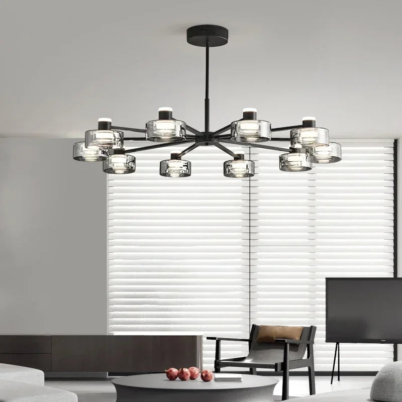 lustre led minimaliste moderne en verre et cuivre