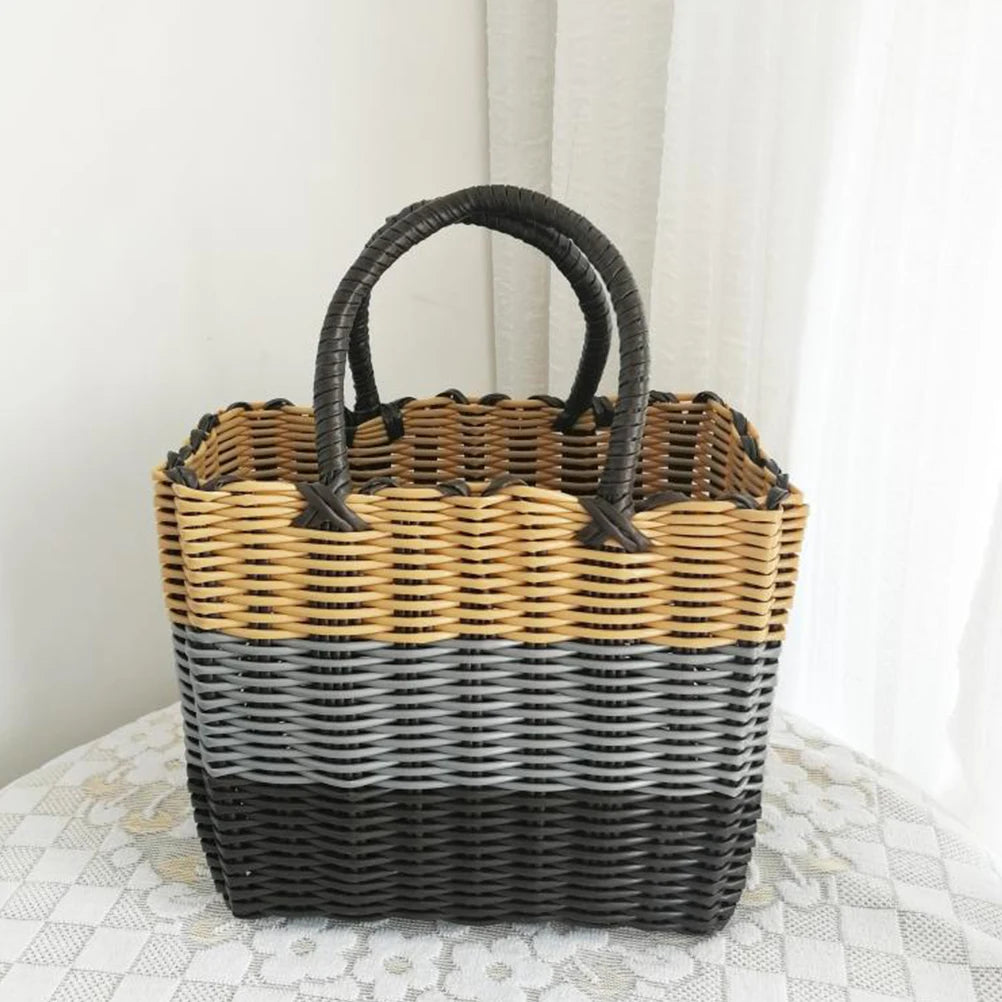 panier tissé en plastique pour rangement et organisation divers - vue 5 sur 7