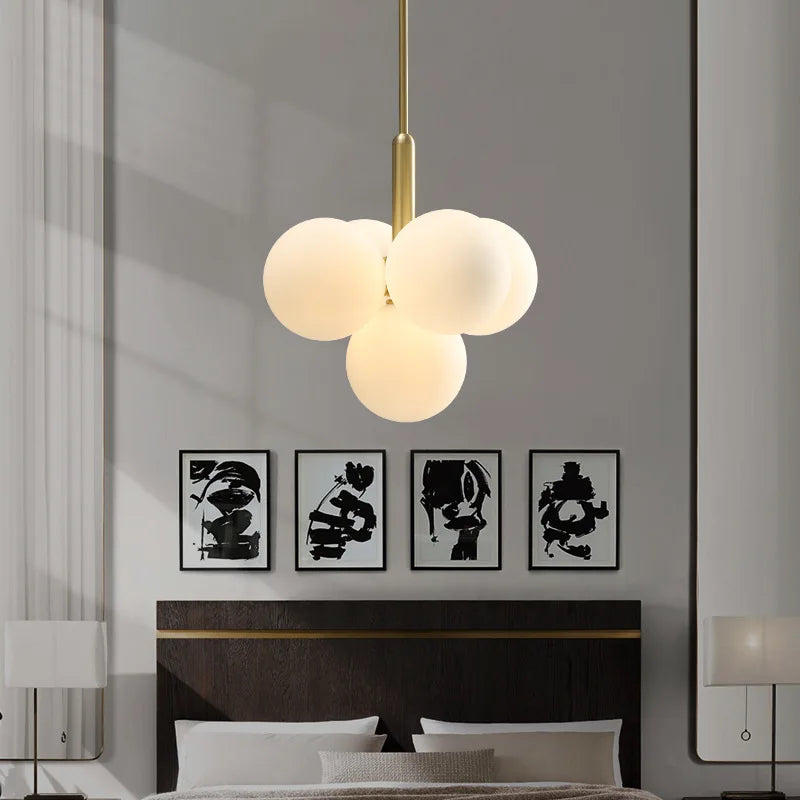 suspension LED design nordique en boule de verre - vue 6 sur 12
