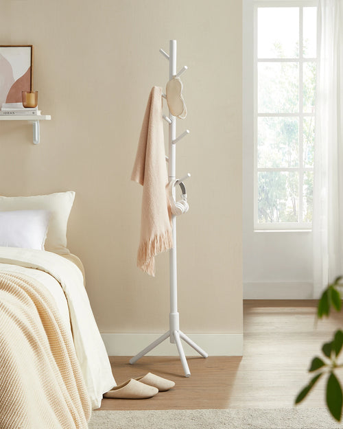VASAGLE Standing Coat Rack, Solid Wood Coat Rack, Tree-Shaped Coat Rack with 8 Hooks, 3 Height Options, for Clothes, Hats, Bags - vue 4 sur 7