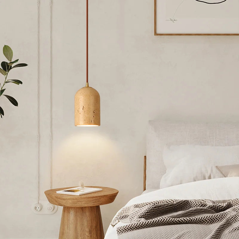 lustre suspendu led rétro avec pierre naturelle vintage - vue 5 sur 6