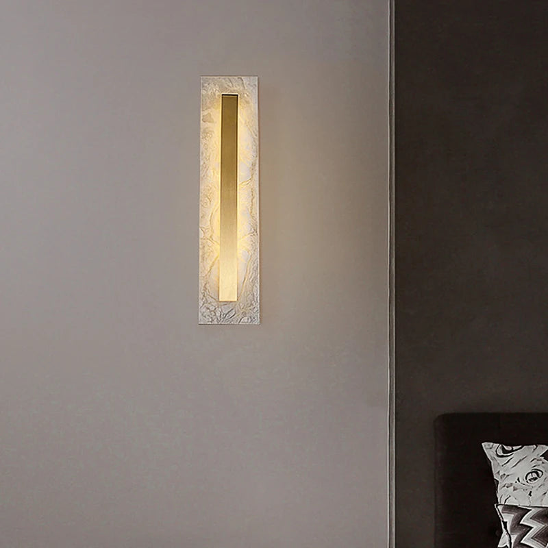 applique murale minimaliste en marbre ovale carré tout en cuivre