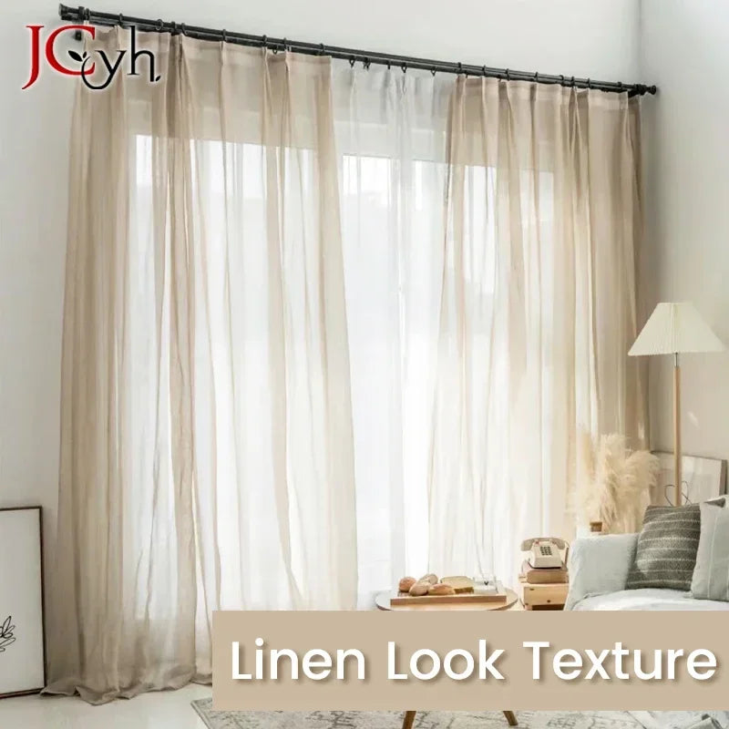 Voilage aspect lin style japonais rideau fenetre salon