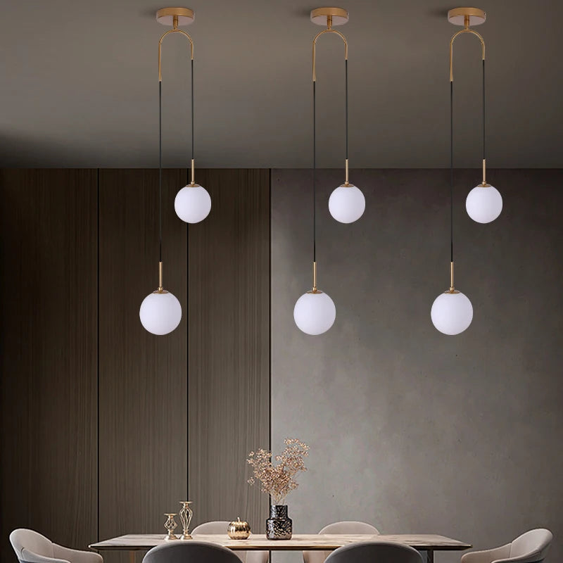 Nordique PENDENTIF LED Lumières Chambre Chevet Restaurant Bar Simple Salon Fond Mur Créatif Bar Décor Suspension - vue 6 sur 9