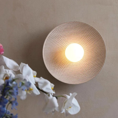 Applique murale LED rétro ronde en résine de verre - vue 3 sur 8