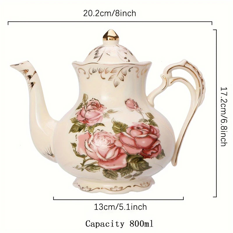 theiere ceramique avec soucoupe style elegant tea time - vue 3 sur 6