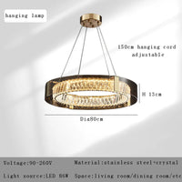 plafonnier rond cristal de luxe led pour décoration intérieure