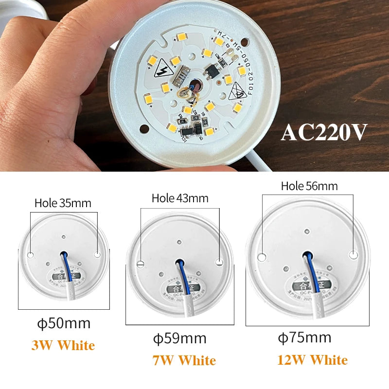 ultra-thin light, mini led lighting in cabinet, display cabinet, cabinet, stairwell small downlight AC220V free opening 3W 5W 7W - vue 5 sur 8