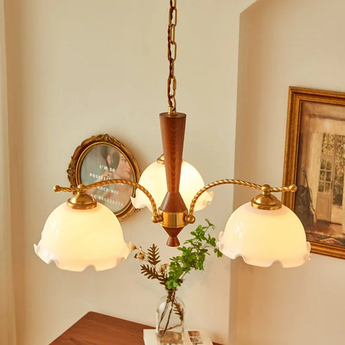 lustre vintage médiéval romantique en bois massif style japonais rétro - vue 6 sur 8