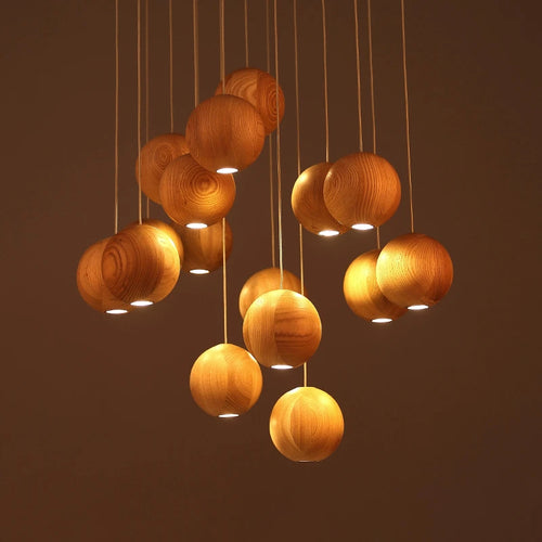 Suspension en bois nordique moderne meubles de salle à manger LED lumières décor à la maison salon villa hôtel