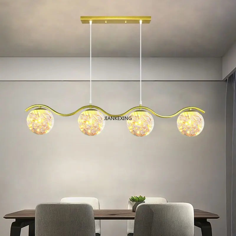 lustre moderne avec abat-jour en verre pour décoration maison - vue 5 sur 14