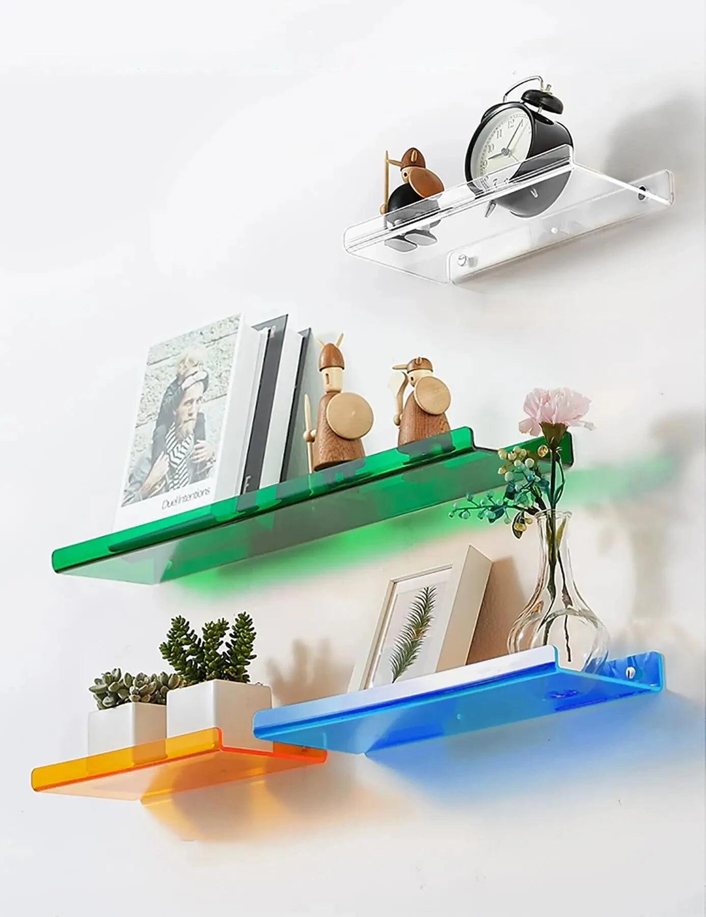 Acrylic Shelf for Wall Storage,Floating Bookshelves,Display Shelf Organizer for Bathroom,Bedroom,Living Room,Kitchen,Room Decor