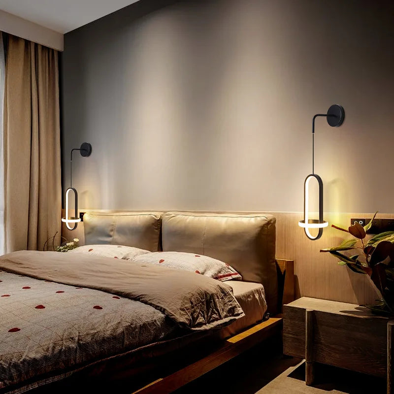 applique murale led moderne de luxe avec anneau doré décoratif d'intérieur